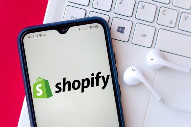 cellphone with open Shopify app